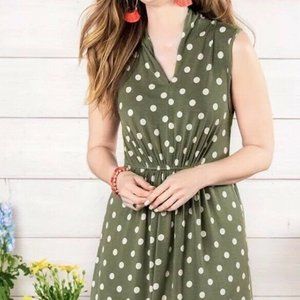 Matilda Jane Dot your I small green polkadot dress